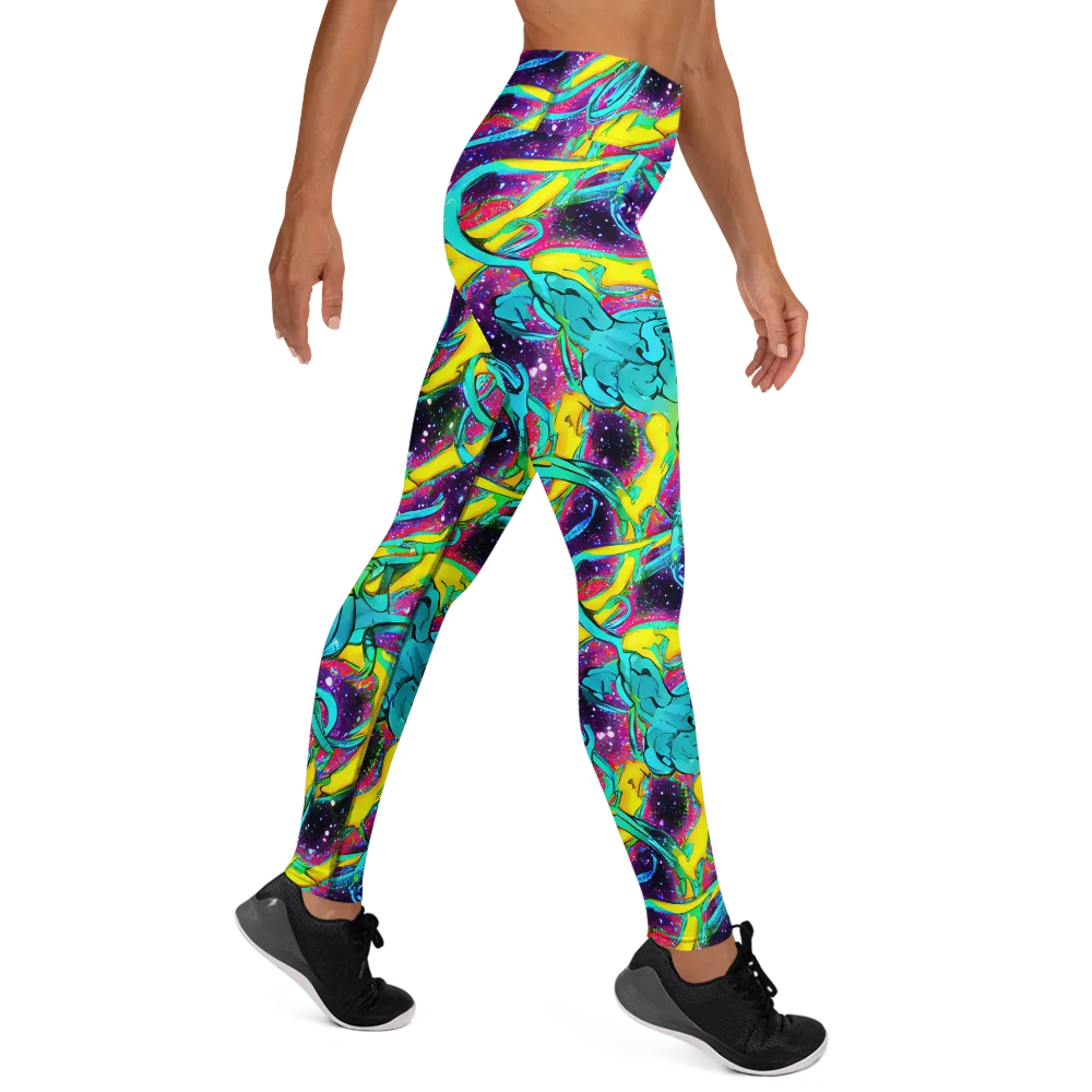 Galaxy Bloom on Yoga Leggings — Right