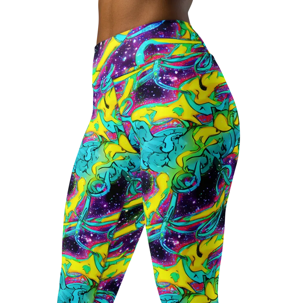 Galaxy Bloom on Yoga Leggings — Left Front