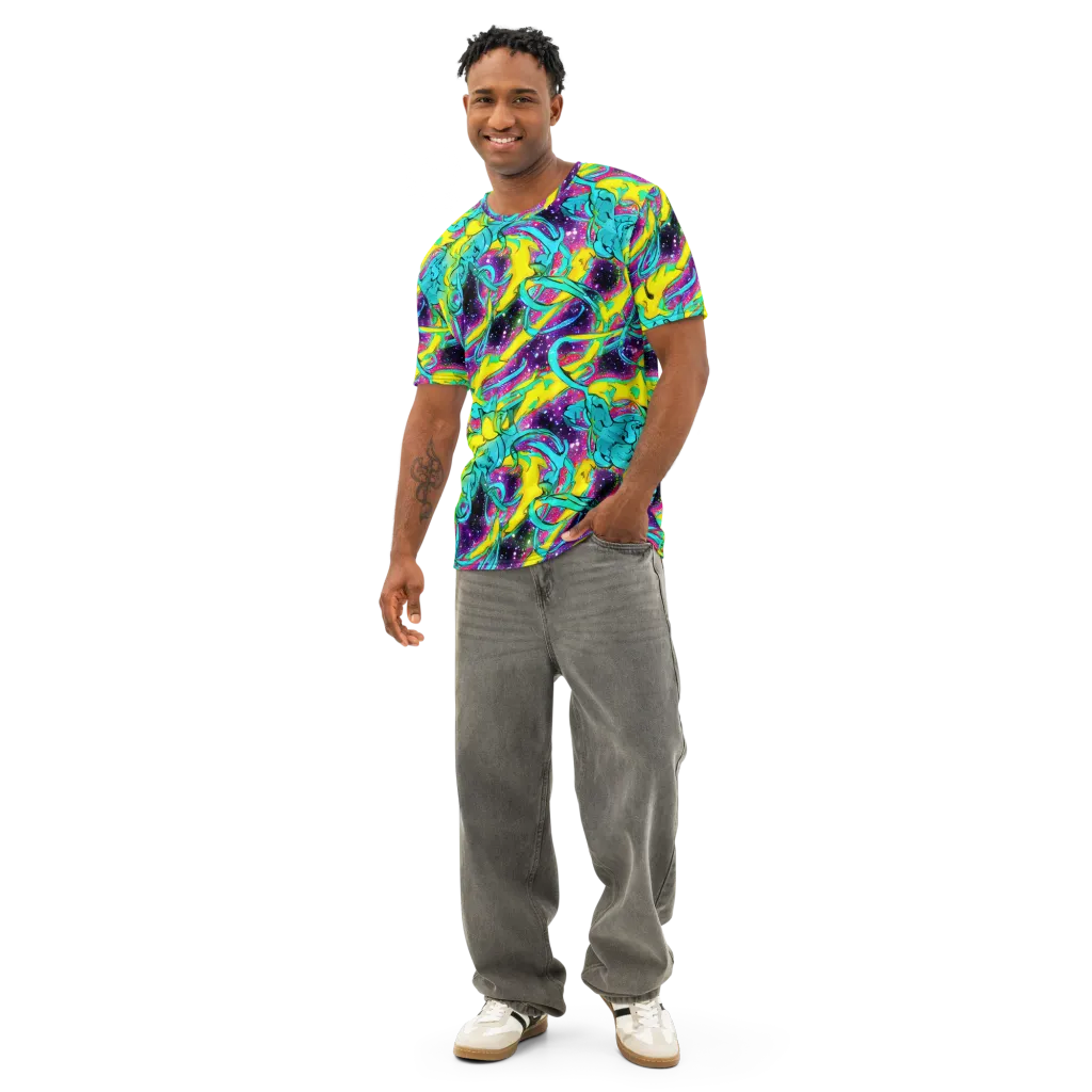 Galaxy Bloom on Men's Cotton Crew Neck T-Shirt — Front