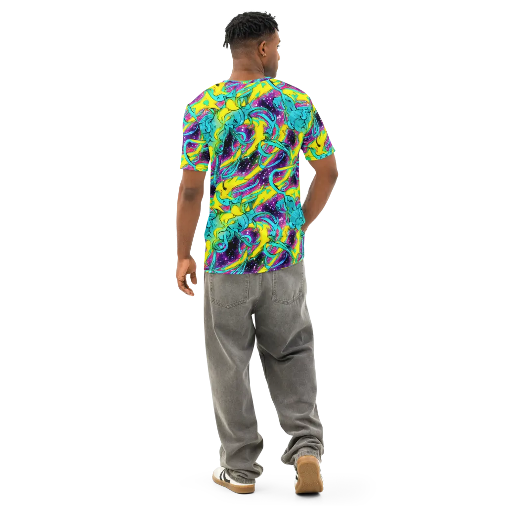 Galaxy Bloom on Men's Cotton Crew Neck T-Shirt — Back