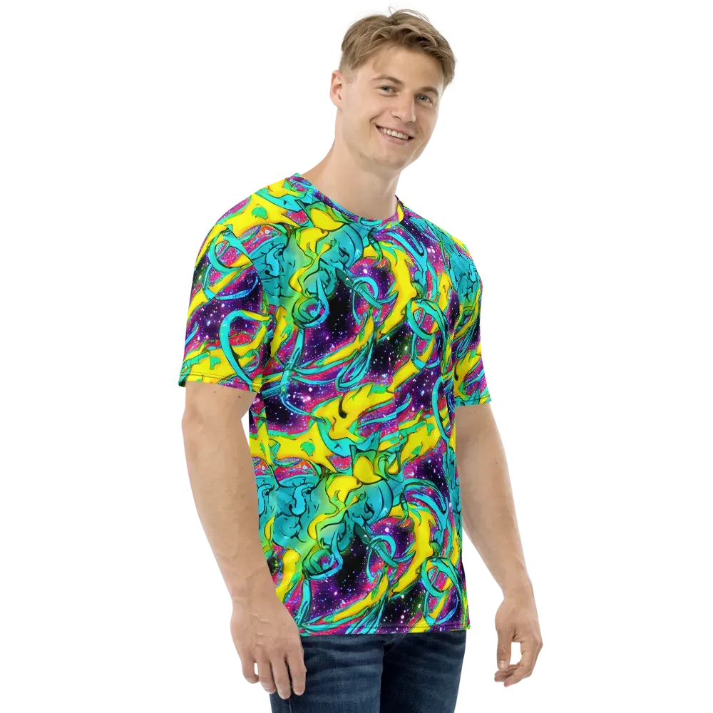 Galaxy Bloom on Men's Crew Neck T-Shirt — Right