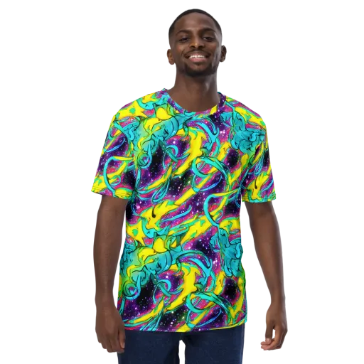 Galaxy Bloom on a Men's Crew Neck T-Shirt