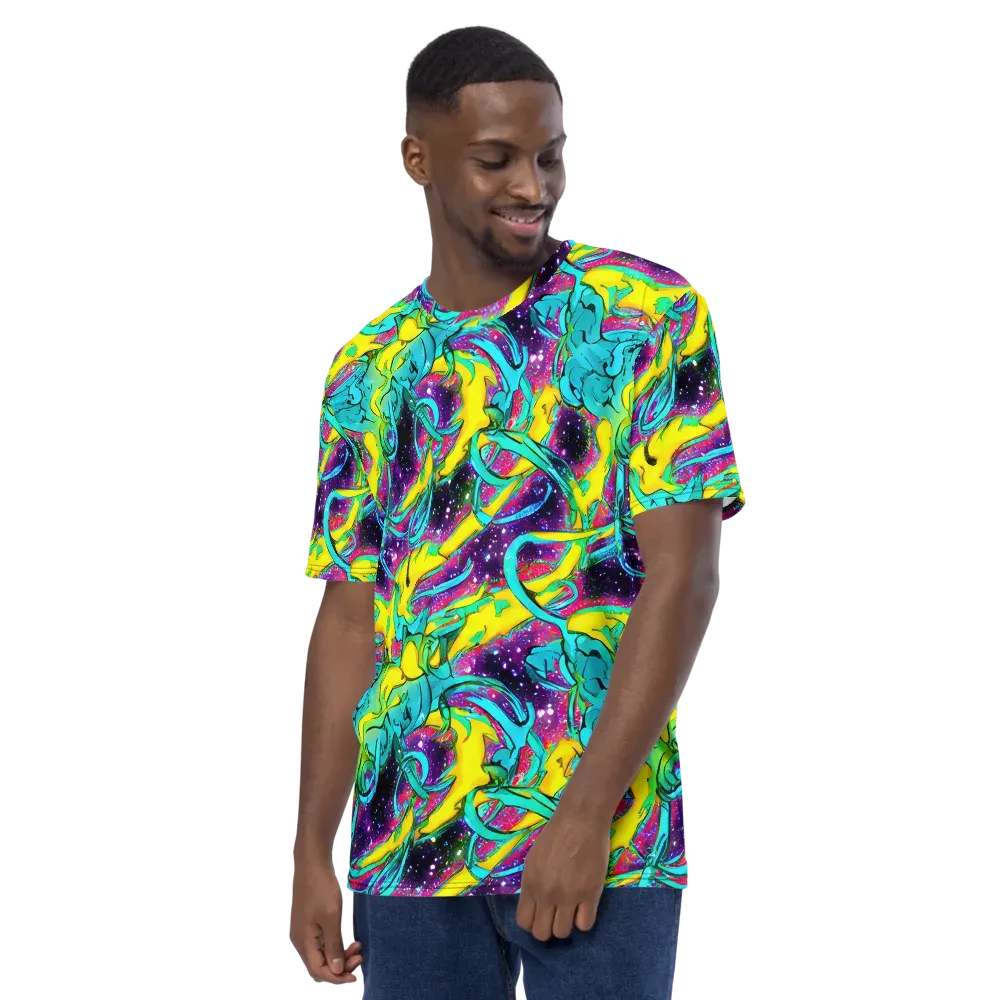 Galaxy Bloom on Men's Crew Neck T-Shirt — Left