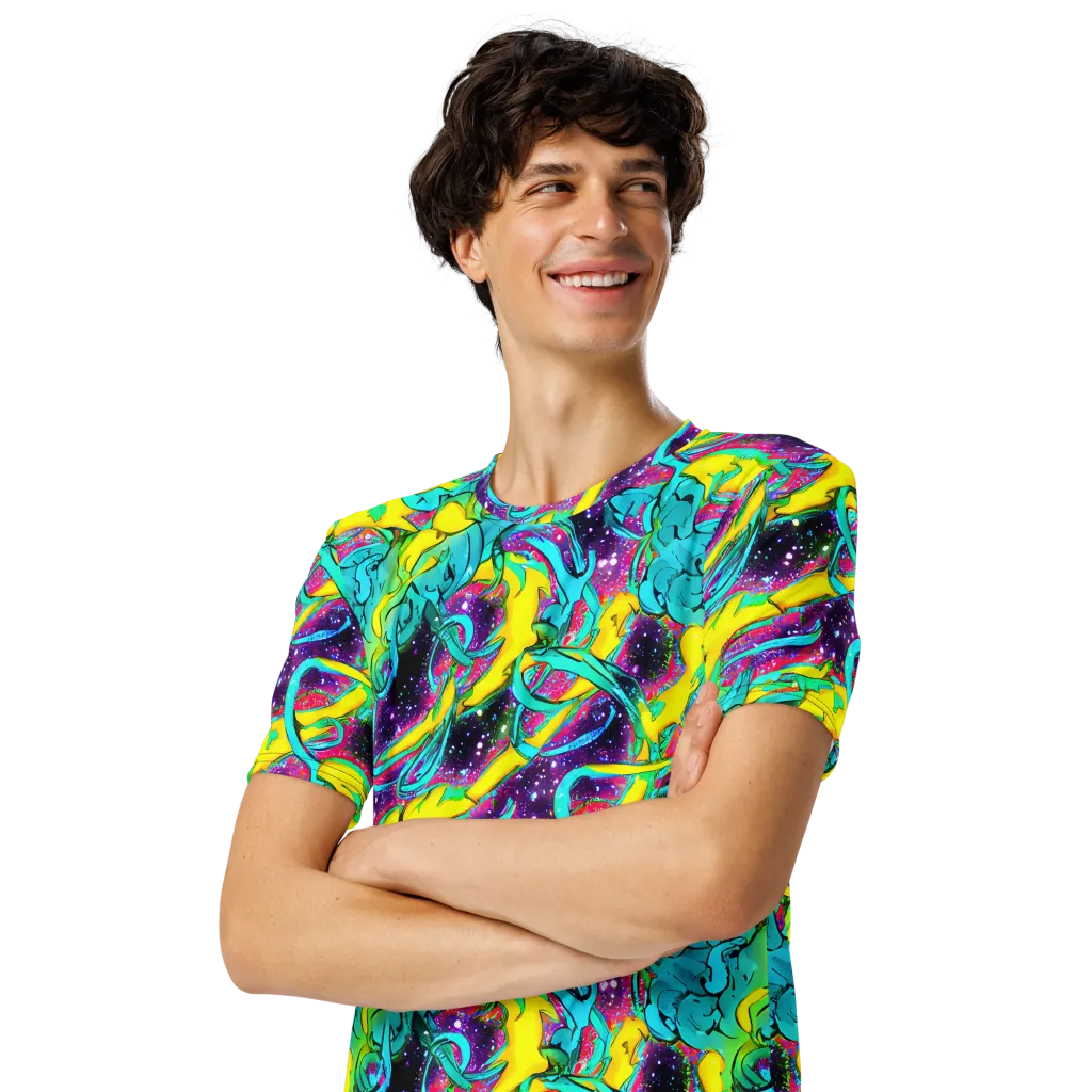 Galaxy Bloom on Men's Crew Neck T-Shirt — Left Front