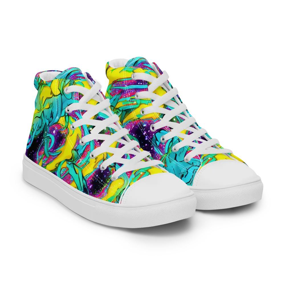 Galaxy Bloom on Men's High Top Canvas Shoes — Right Front
