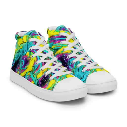 Galaxy Bloom on a Men's High Top Canvas Shoes