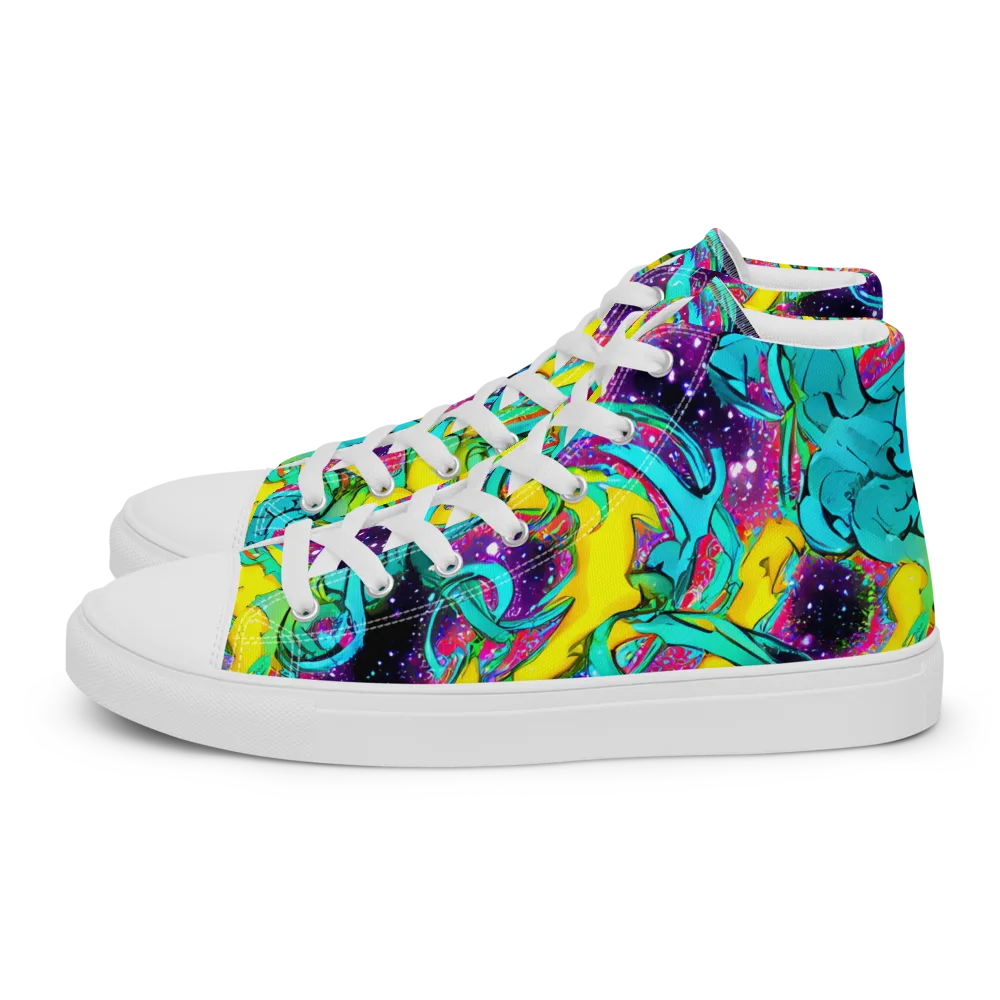 Galaxy Bloom on Men's High Top Canvas Shoes — Left