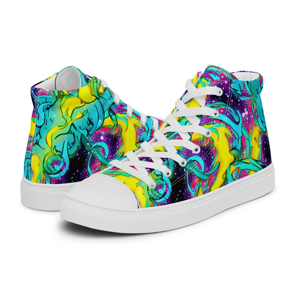 Galaxy Bloom on Men's High Top Canvas Shoes — Left