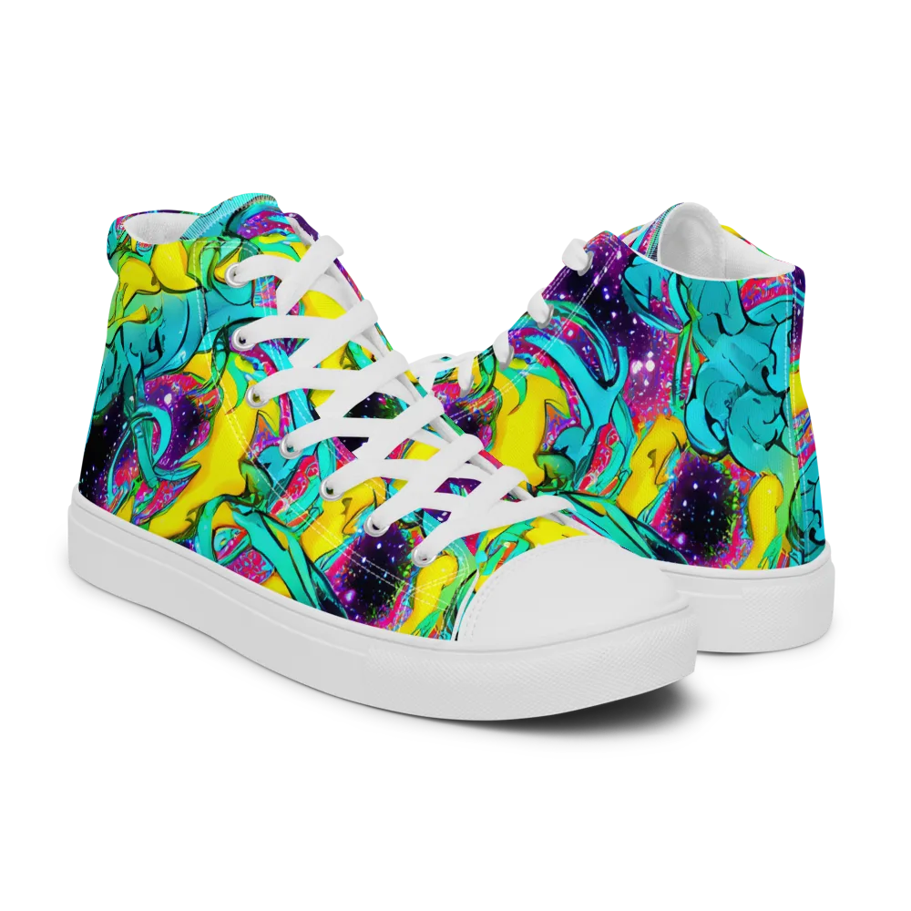 Galaxy Bloom on Men's High Top Canvas Shoes — Right