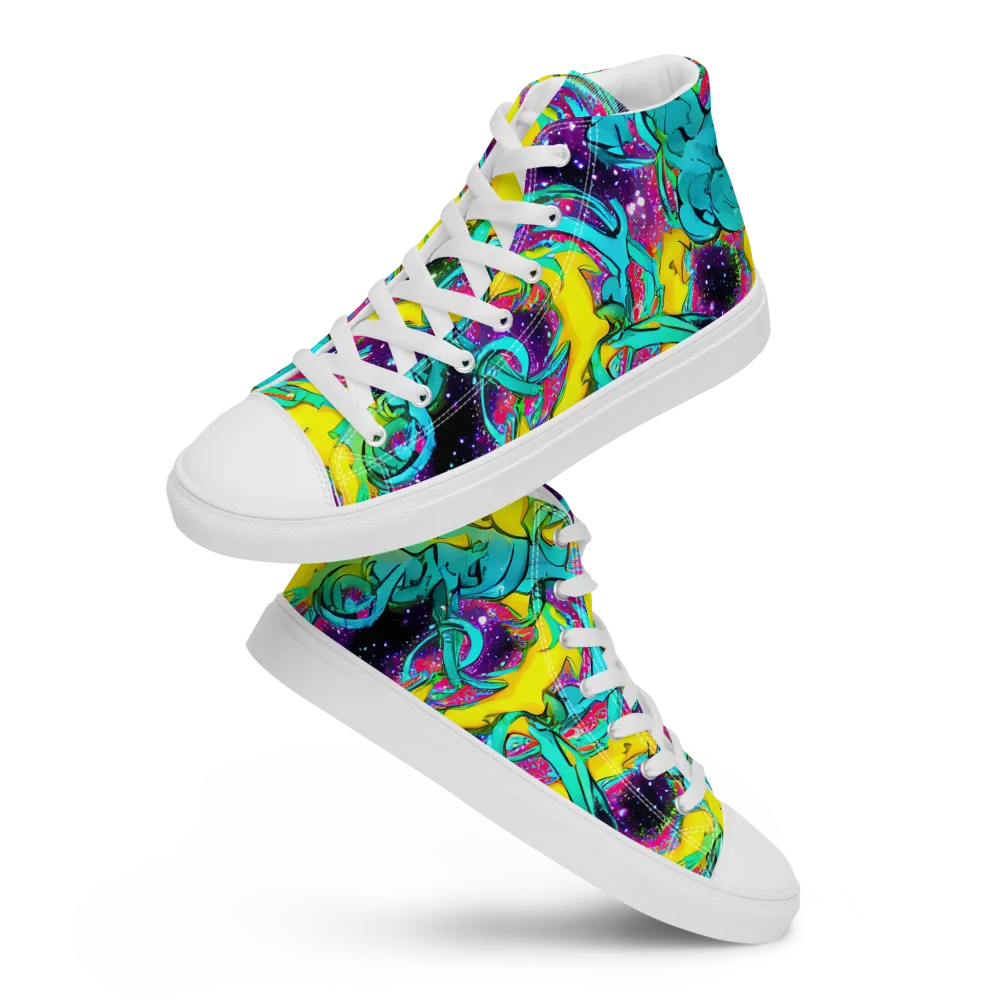 Galaxy Bloom on Men's High Top Canvas Shoes — Front