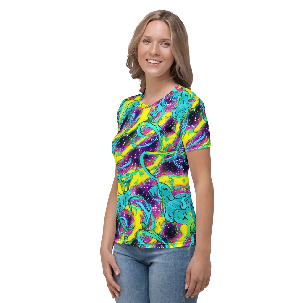 Galaxy Bloom on Women's Crew Neck T-Shirt — Left