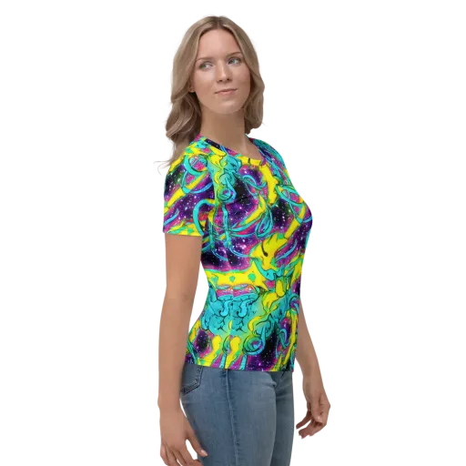 Galaxy Bloom on a Women's Crew Neck T-Shirt