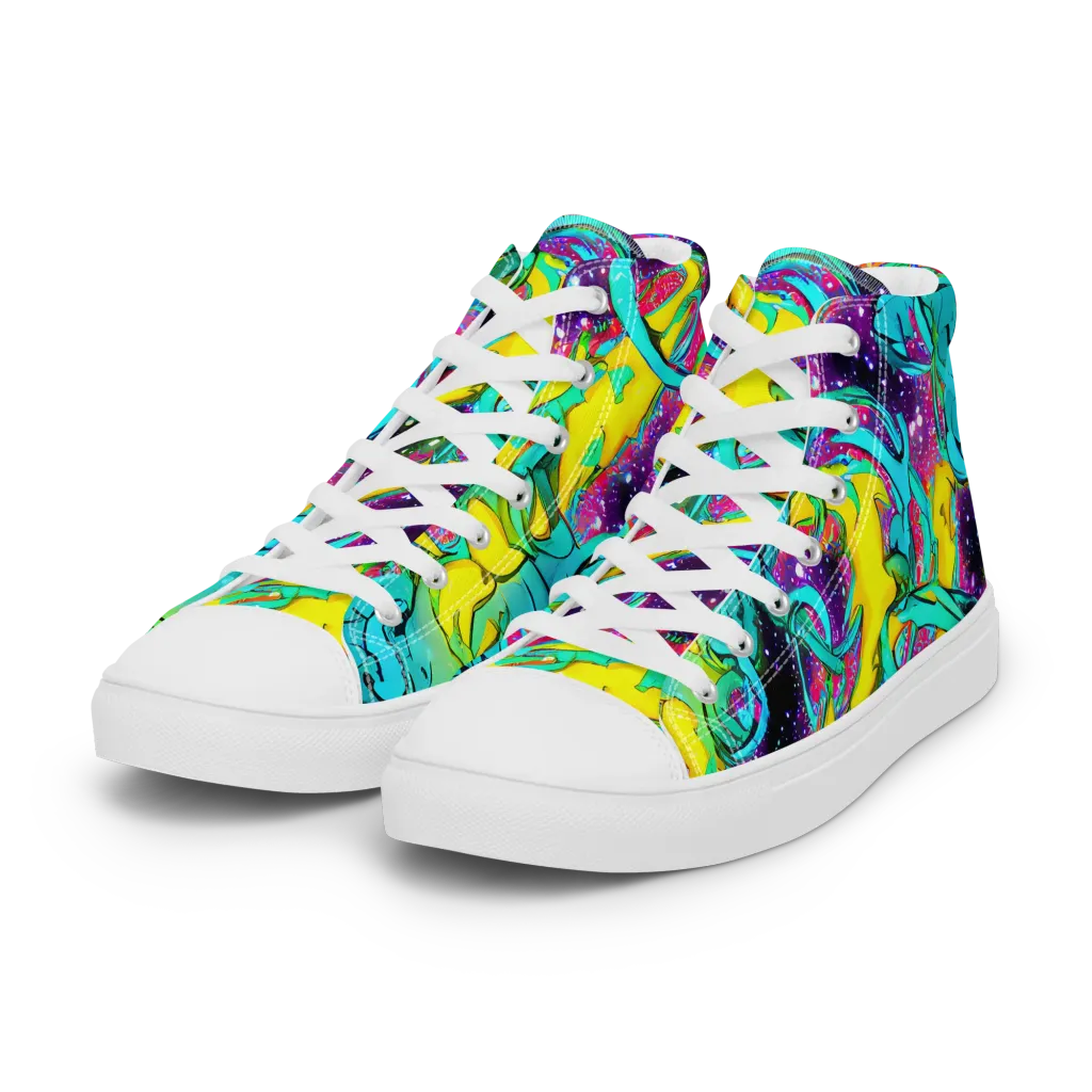 Galaxy Bloom on Women's High Top Canvas Shoes — Left Front