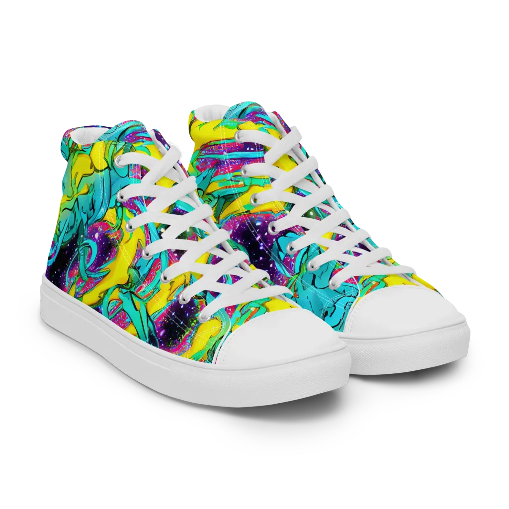 Galaxy Bloom on Women's High Top Canvas Shoes — Right Front