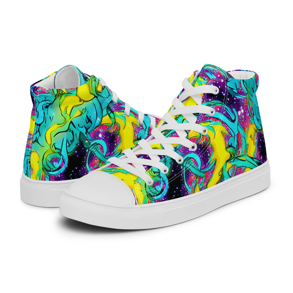 Galaxy Bloom on Women's High Top Canvas Shoes — Left