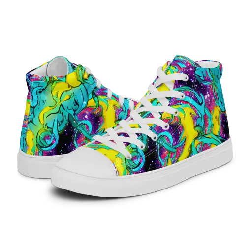 Galaxy Bloom on a Women's High Top Canvas Shoes