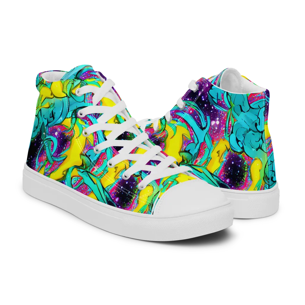 Galaxy Bloom on Women's High Top Canvas Shoes — Right