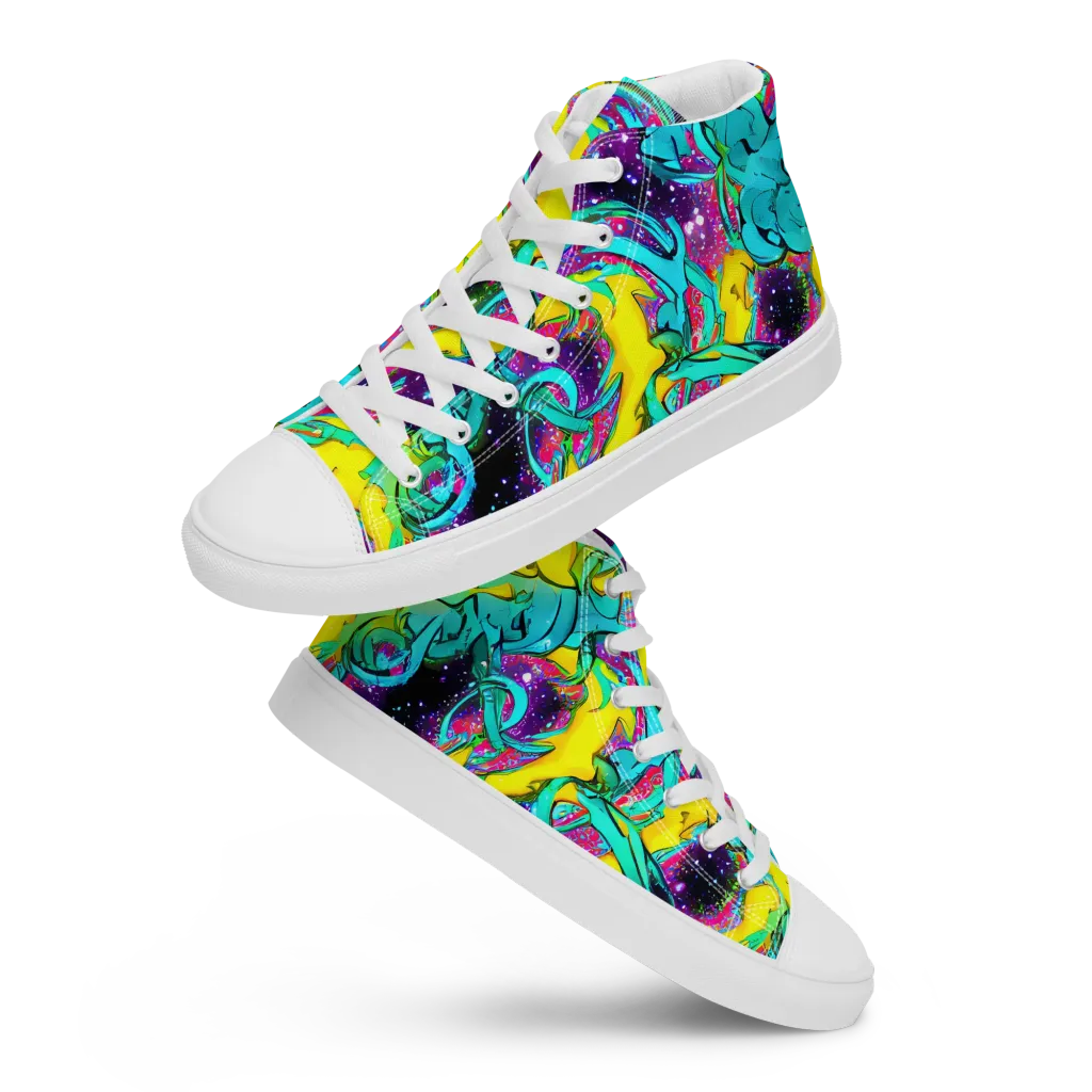 Galaxy Bloom on Women's High Top Canvas Shoes — Front