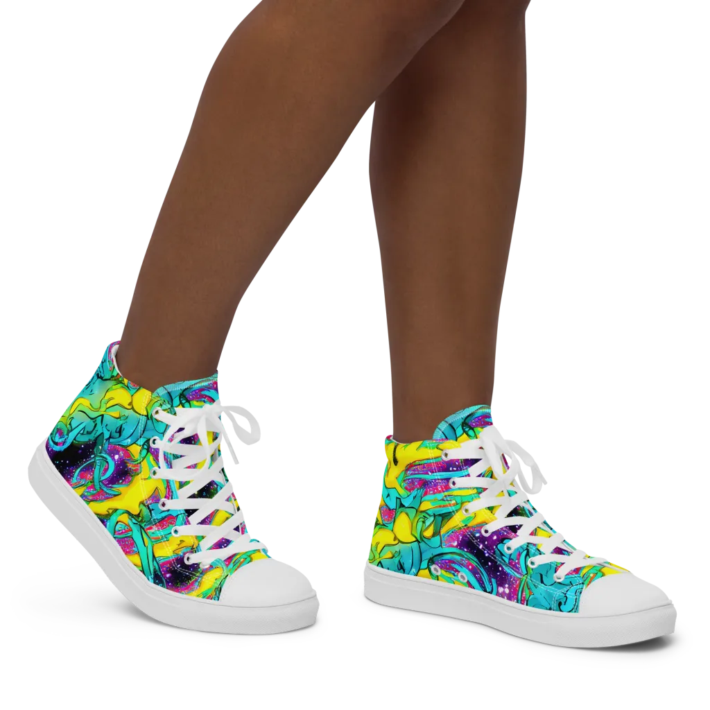 Galaxy Bloom on Women's High Top Canvas Shoes — Right
