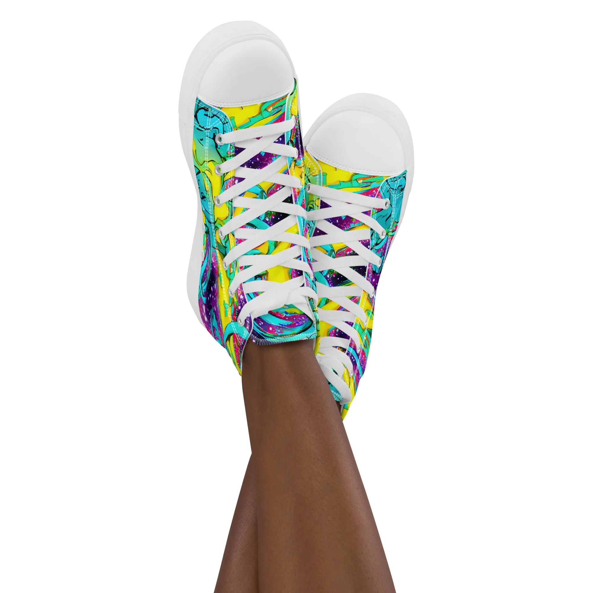 Galaxy Bloom on Women's High Top Canvas Shoes — Front
