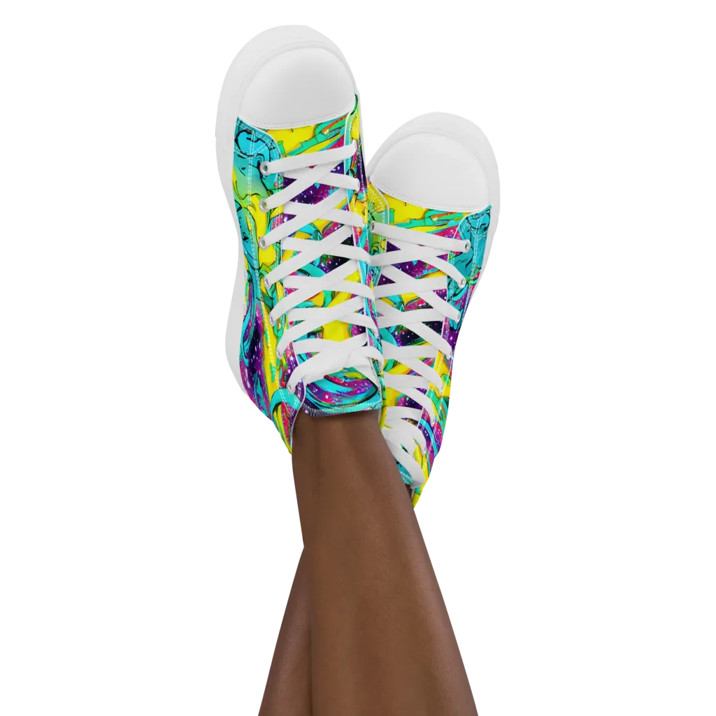 Galaxy Bloom on Women's High Top Canvas Shoes — Front