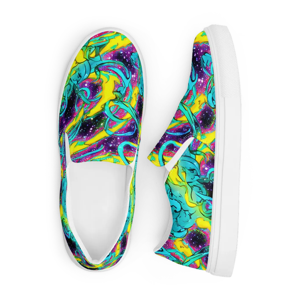 Galaxy Bloom on Men's Slip-On Canvas Shoes — Front