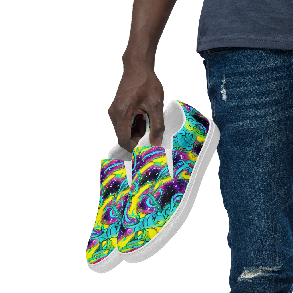 Galaxy Bloom on Men's Slip-On Canvas Shoes — Left Front