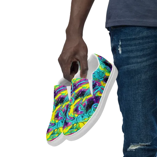 Galaxy Bloom on a Men's Slip-On Canvas Shoes