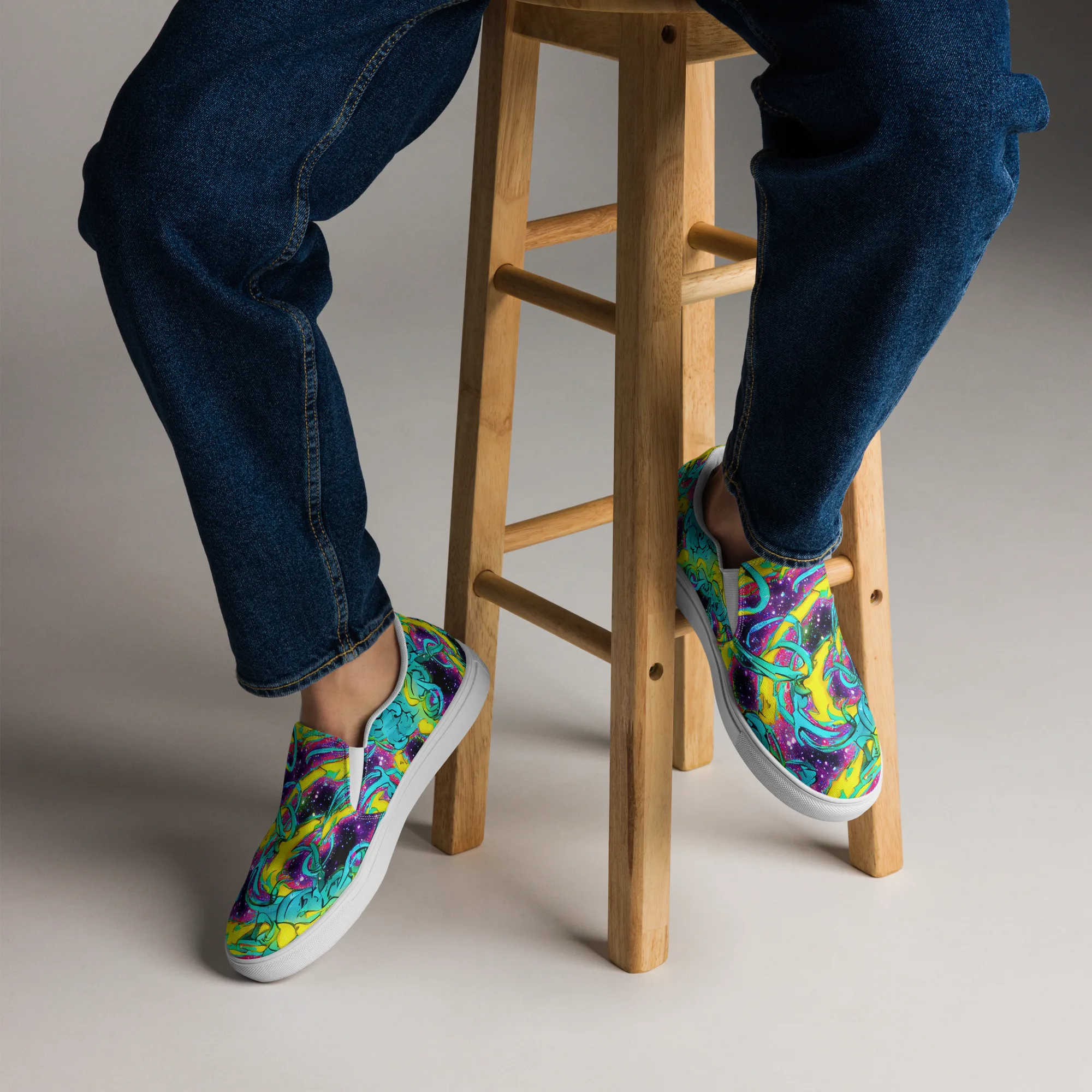 Galaxy Bloom on Men's Slip-On Canvas Shoes — Front