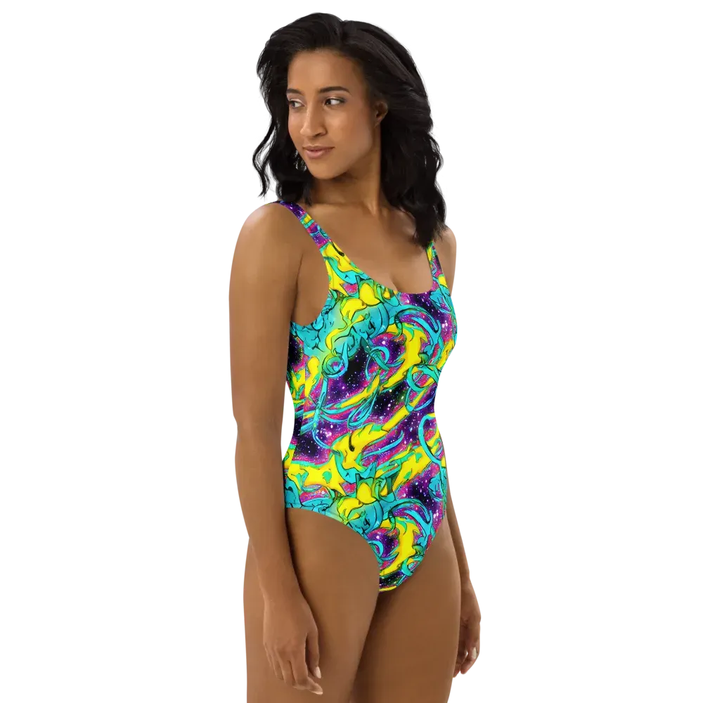 Galaxy Bloom on One-Piece Swimsuit — Right
