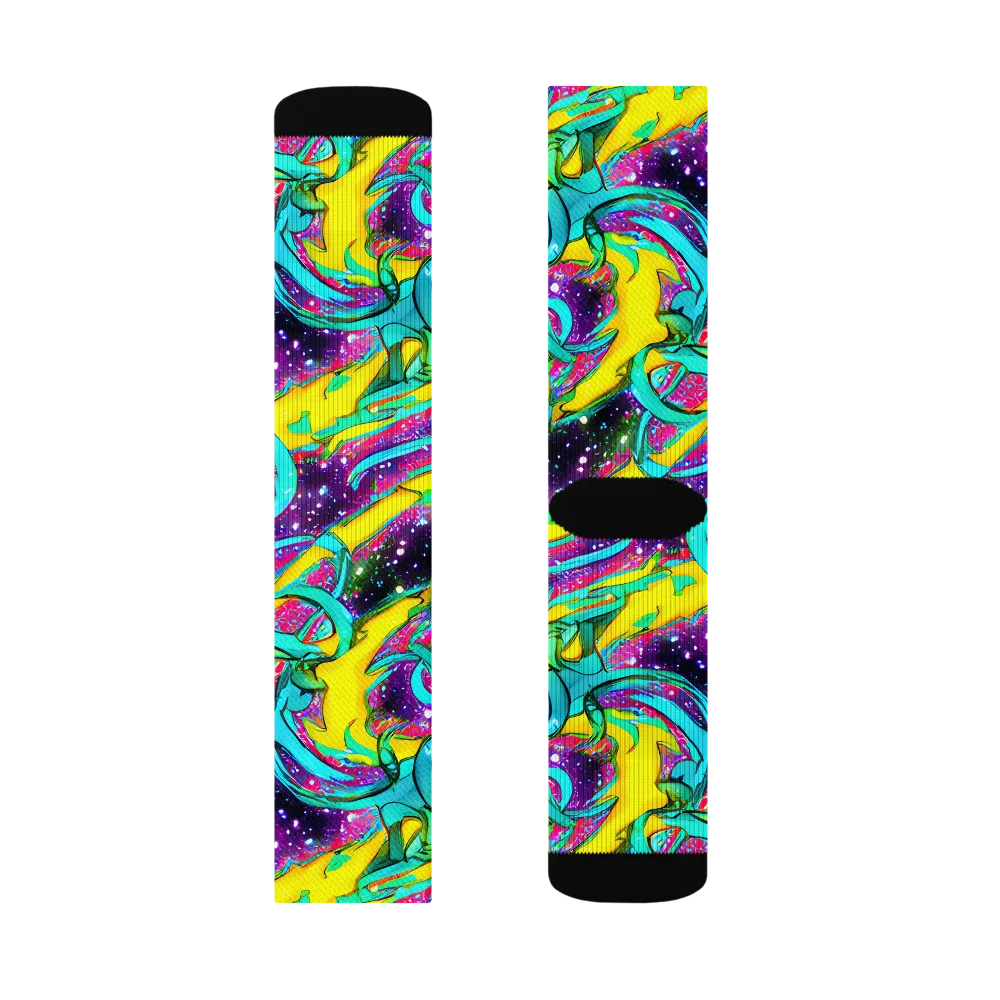 Galaxy Bloom on Socks — Left Sock