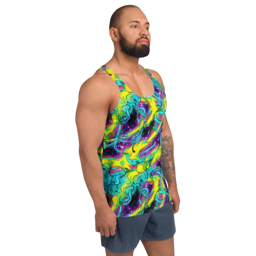 Galaxy Bloom on a Men's Tank Top