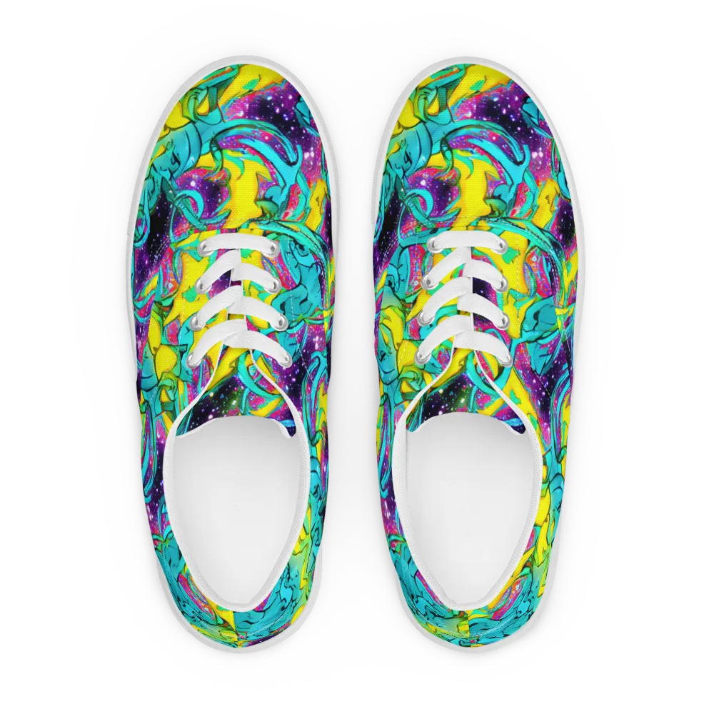 Galaxy Bloom on Men's Lace-Up Canvas Shoes — Front