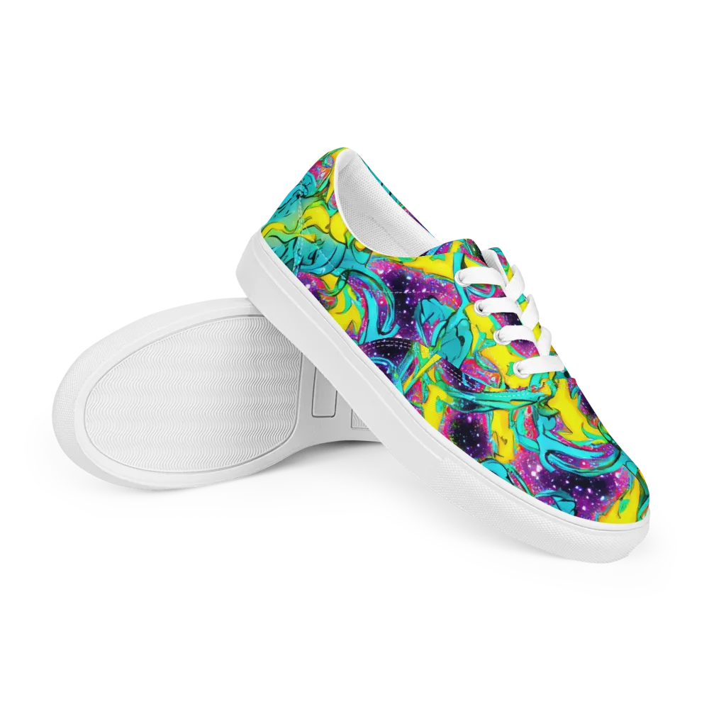 Galaxy Bloom on Men's Lace-Up Canvas Shoes — Right Front