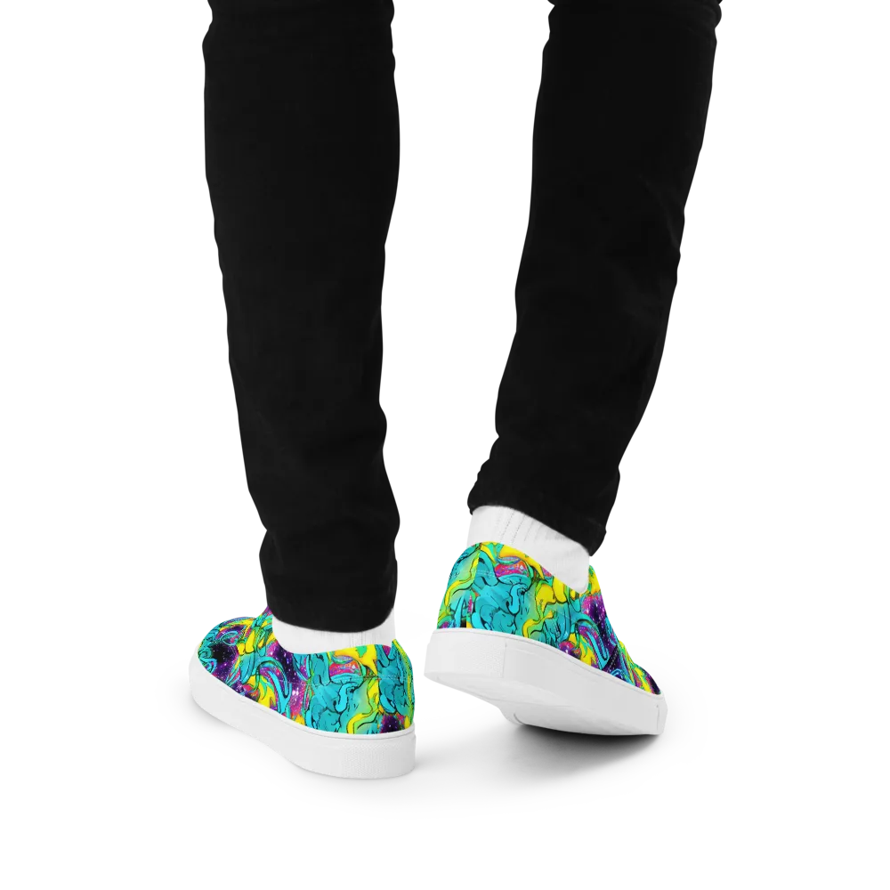 Galaxy Bloom on Men's Lace-Up Canvas Shoes — Back