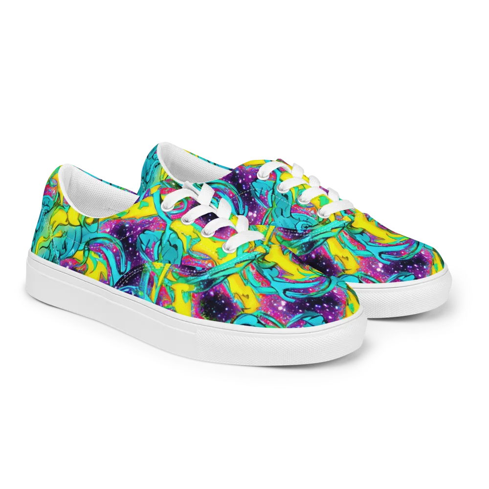 Galaxy Bloom on Men's Lace-Up Canvas Shoes — Right Front