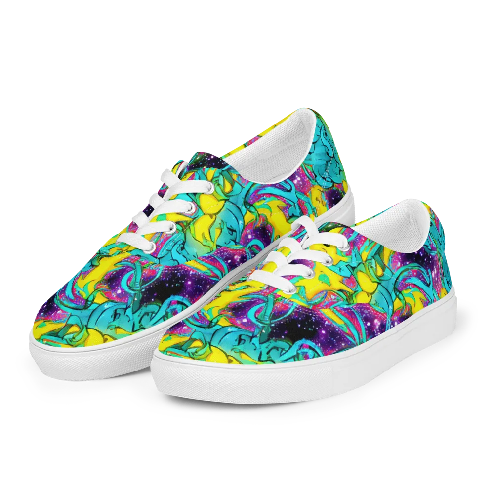 Galaxy Bloom on Men's Lace-Up Canvas Shoes — Left Front