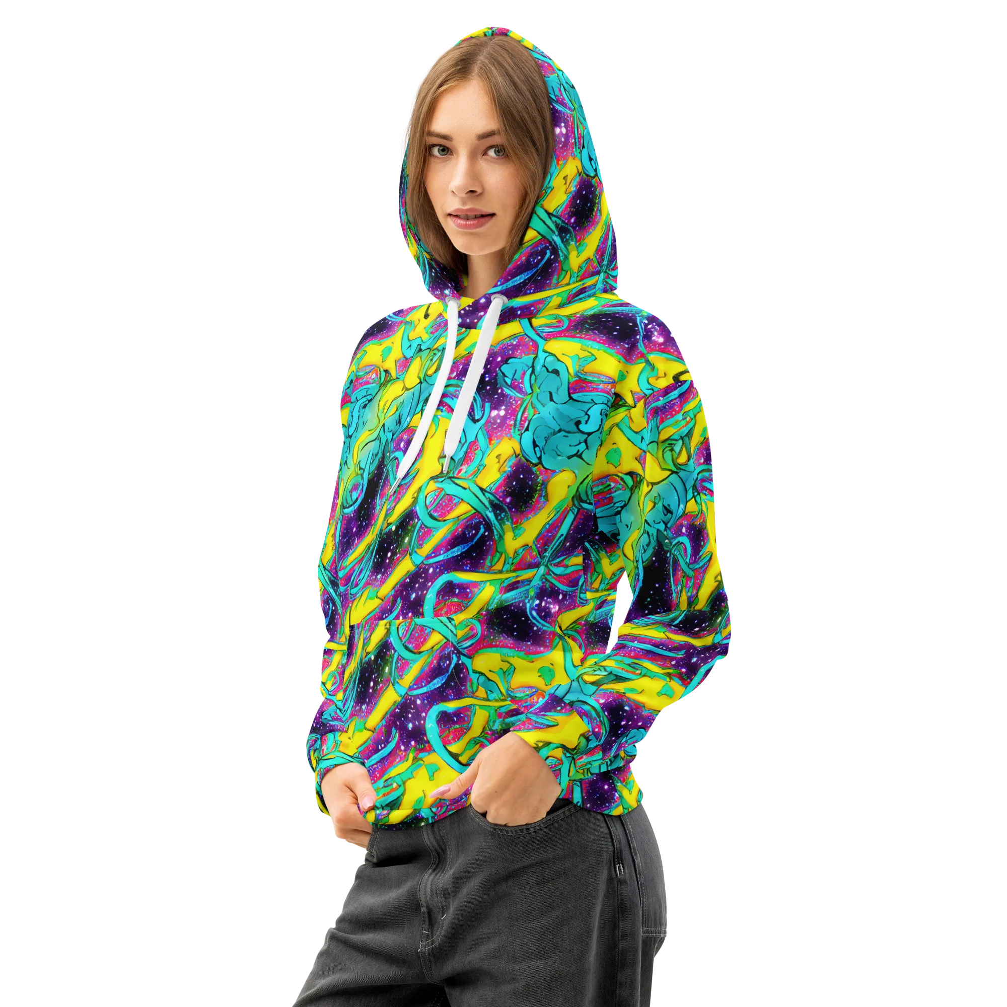 Galaxy Bloom on Cotton Hoodie — Left Front