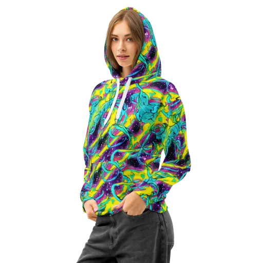 Galaxy Bloom on a Cotton Hoodie