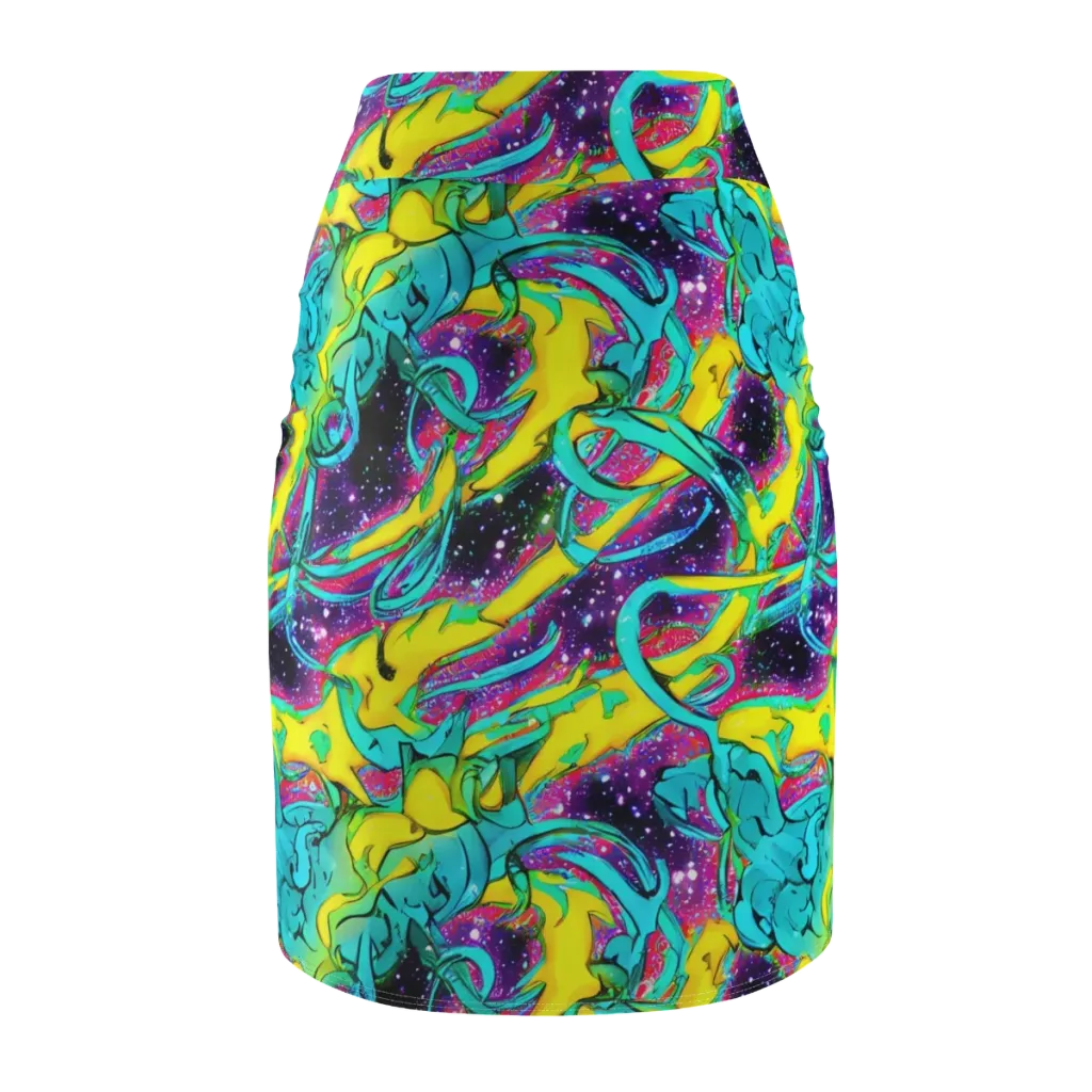Galaxy Bloom on Pencil Skirt — Back