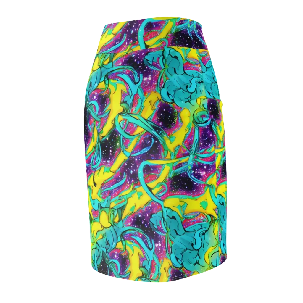 Galaxy Bloom on Pencil Skirt — Back Side