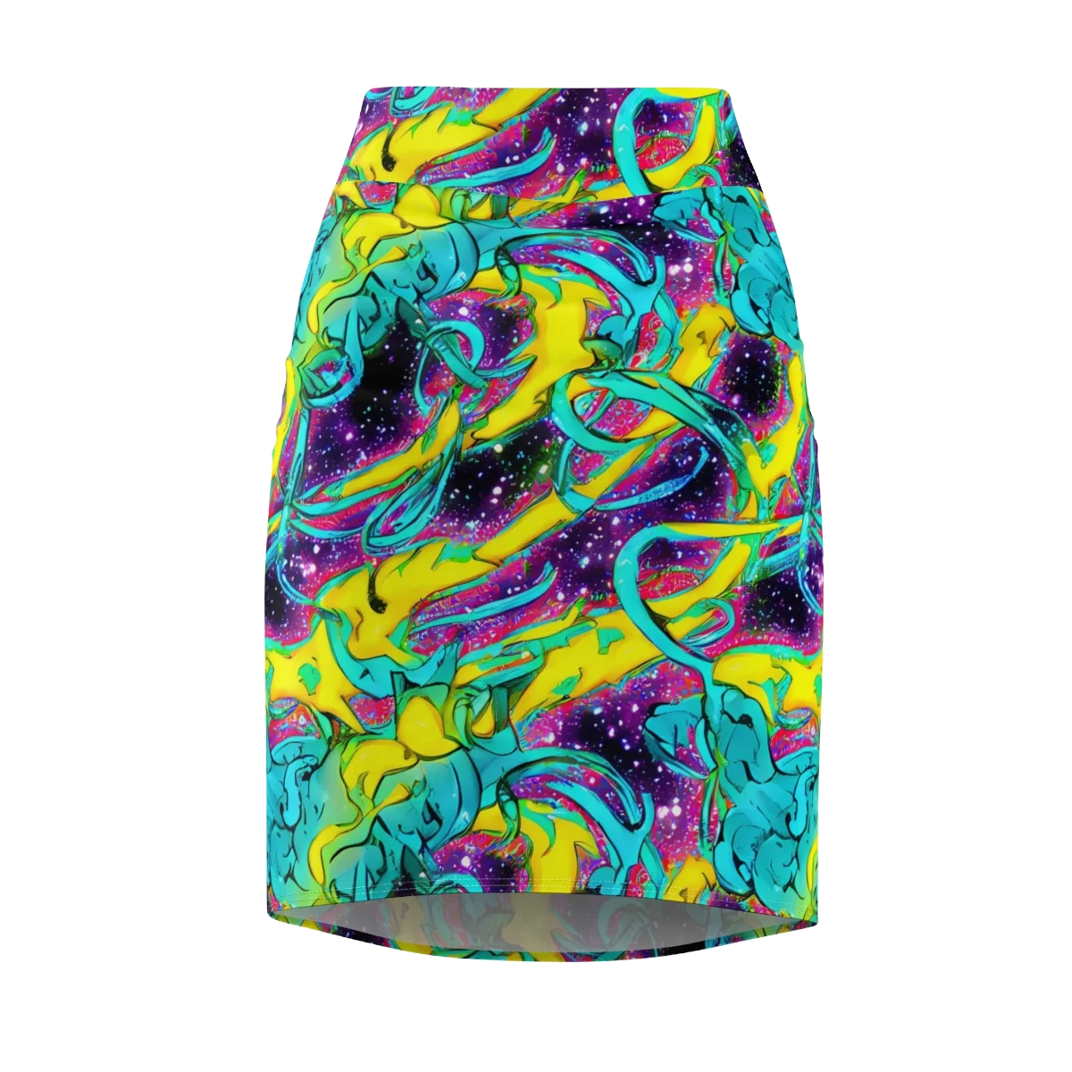 Galaxy Bloom on Pencil Skirt — Front