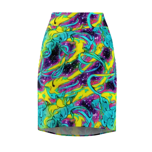 Galaxy Bloom on a Pencil Skirt