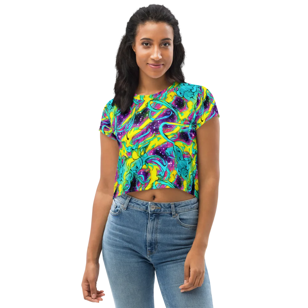 Galaxy Bloom on Crop Tee — Front