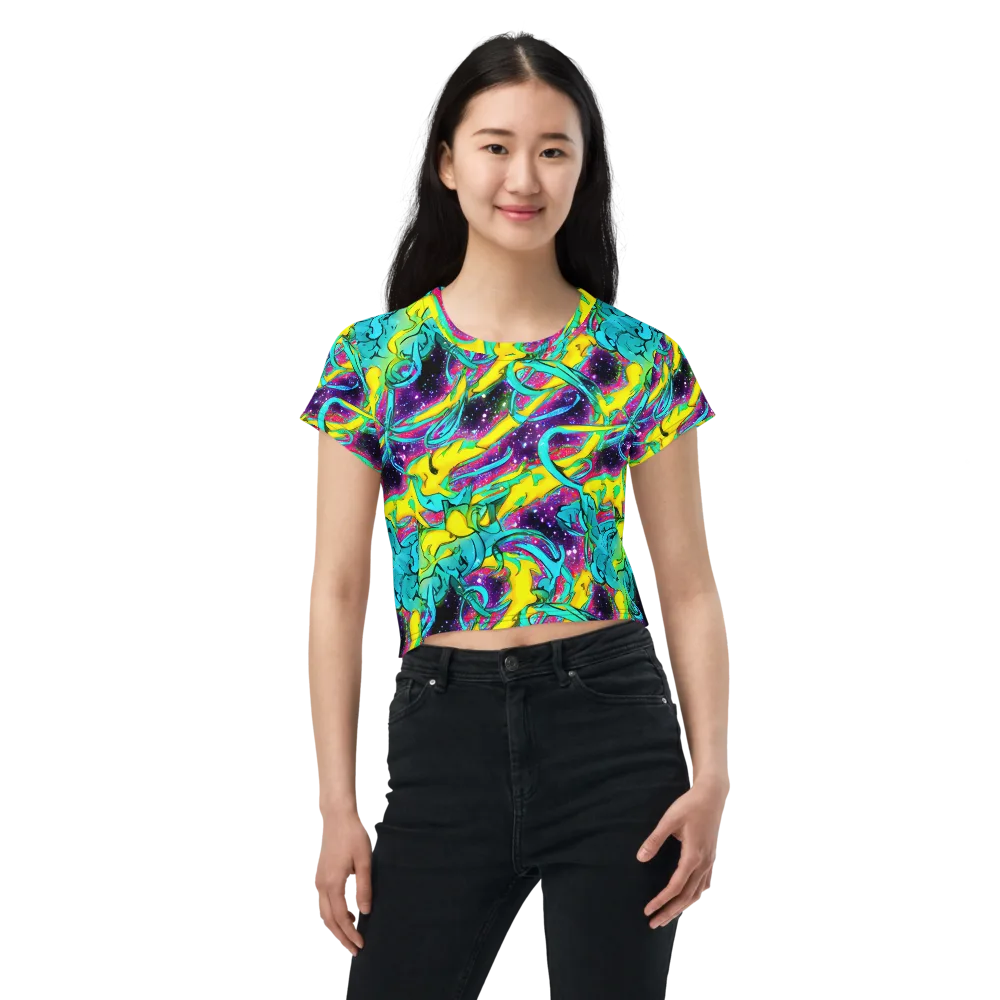 Galaxy Bloom on Crop Tee — Front