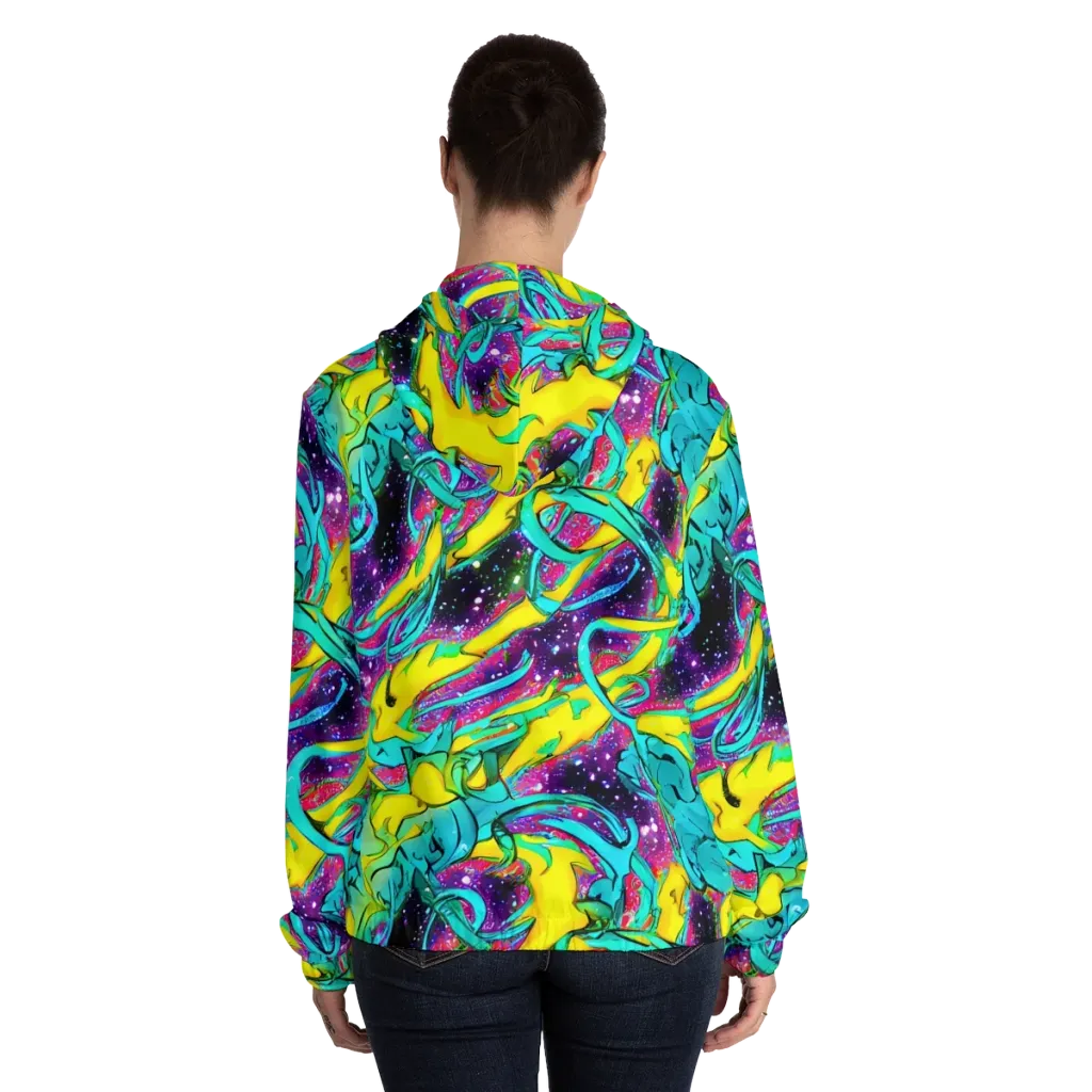 Galaxy Bloom on Women's Full-Zip Hoodie — Back On Person