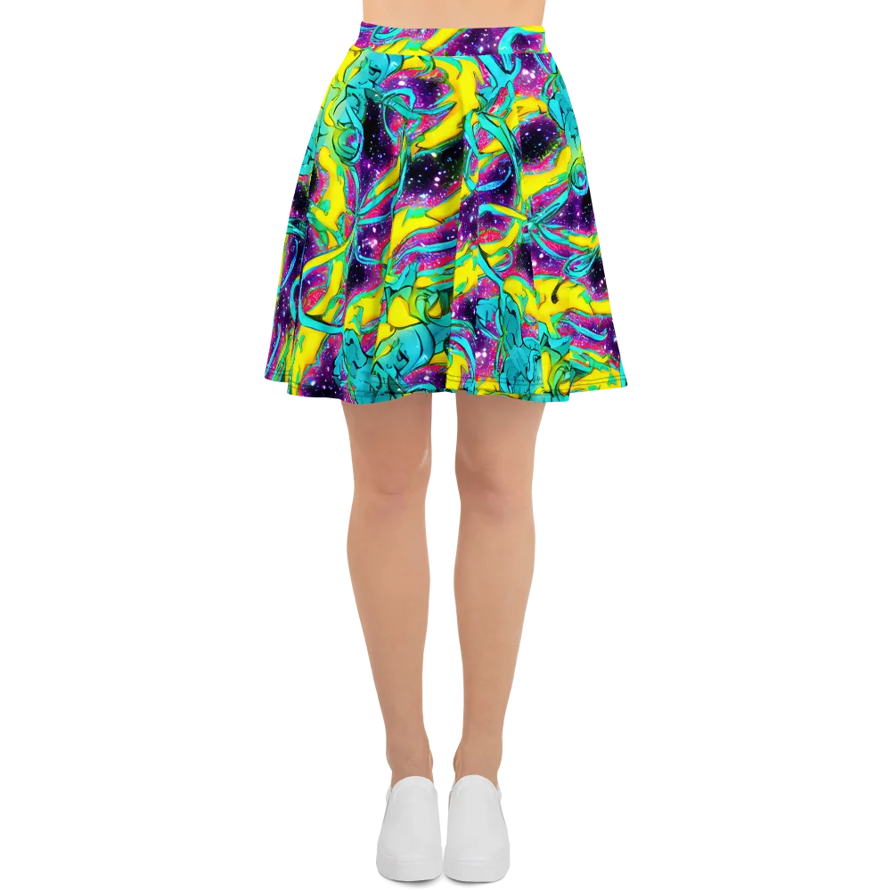 Galaxy Bloom on Skater Skirt — Front