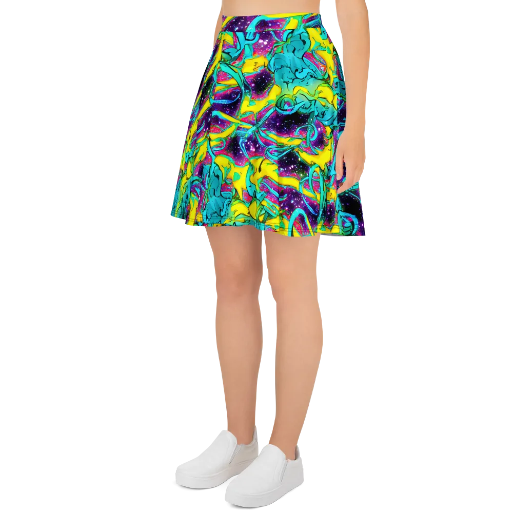 Galaxy Bloom on Skater Skirt — Left