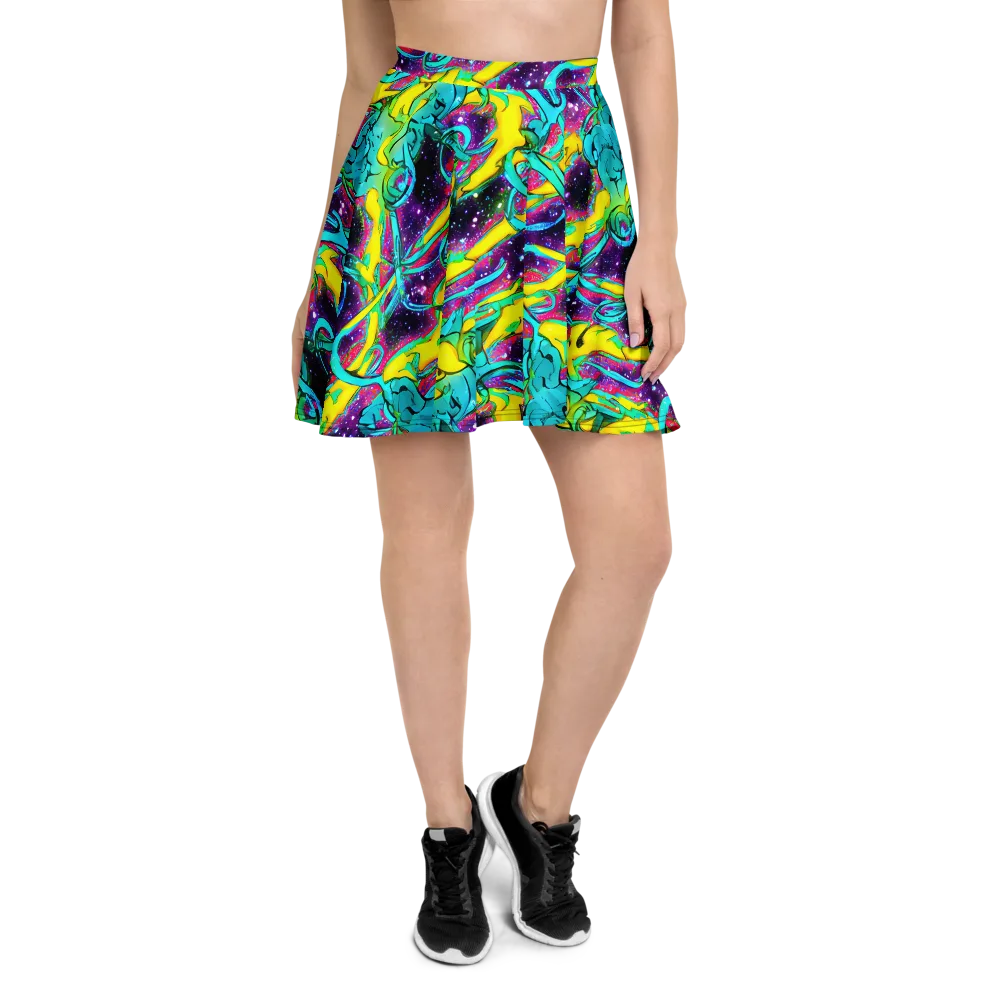 Galaxy Bloom on Skater Skirt — Front
