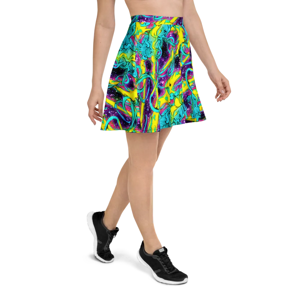 Galaxy Bloom on Skater Skirt — Right